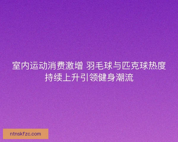 室内运动消费激增 羽毛球与匹克球热度持续上升引领健身潮流 室内运动消费激增 羽毛球与匹克球热度持续上升引领健身潮流