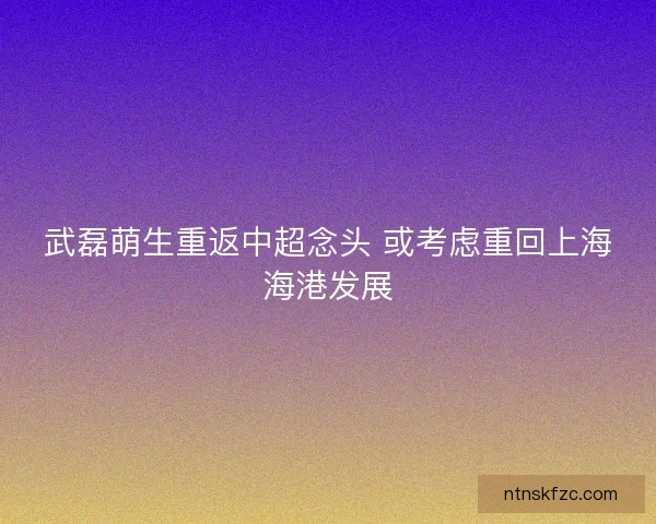 武磊萌生重返中超念头 或考虑重回上海海港发展 武磊萌生重返中超念头 或考虑重回上海海港发展